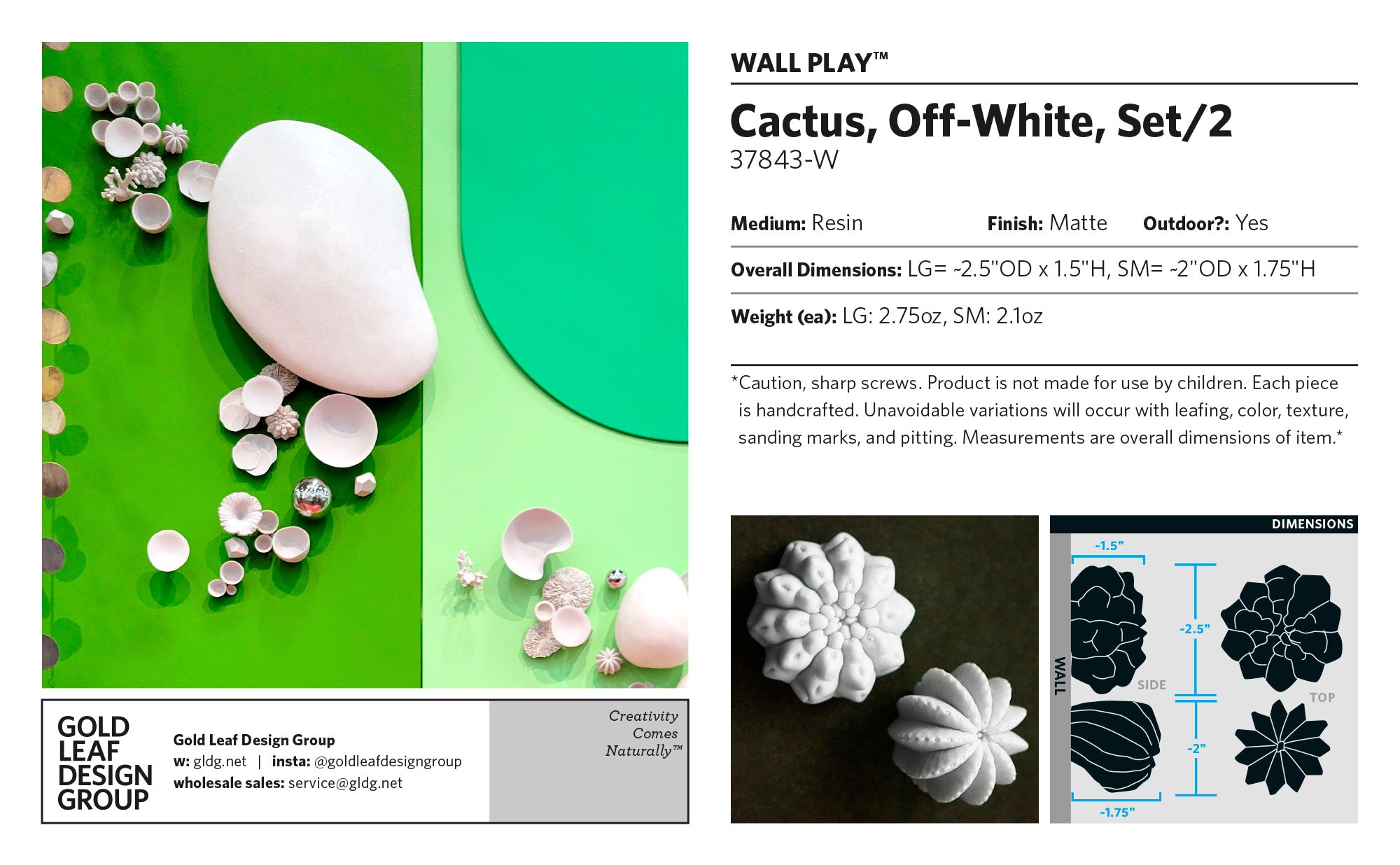 Wall Play™: Cactus, Off-White, Set/2