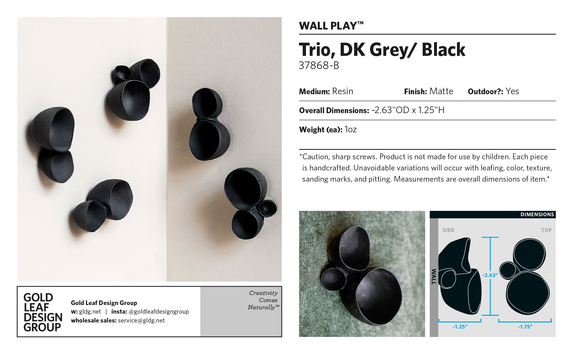 Wall Play™: Trio, DK Grey/ Black