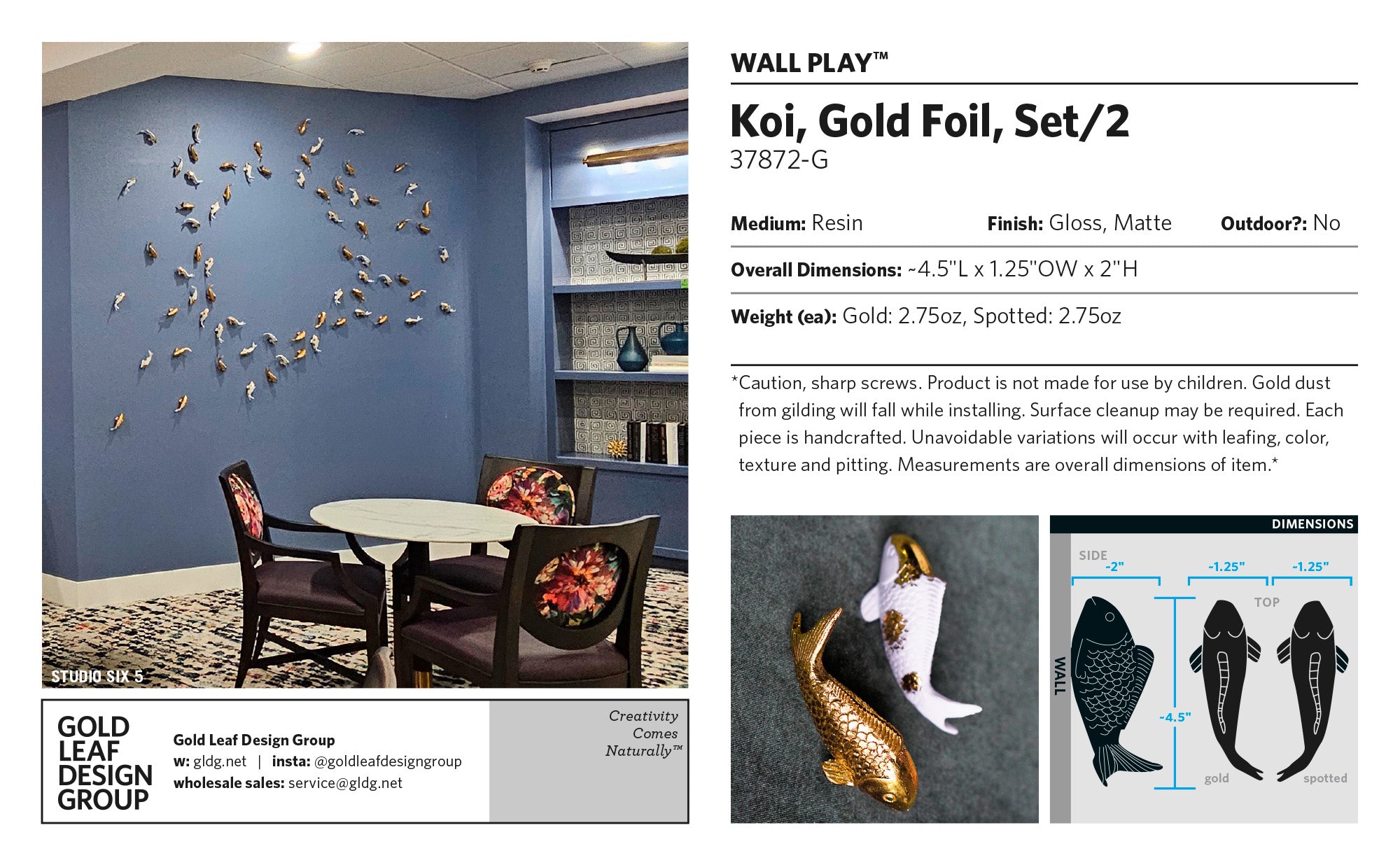 Wall Play™: Koi, Gold Foil, Set/2