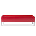 50-inch rectangular indoor planter in gloss red with modern brushed stainless legs.