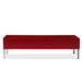 60-inch rectangular indoor planter in satin burgundy with brushed stainless steel legs.