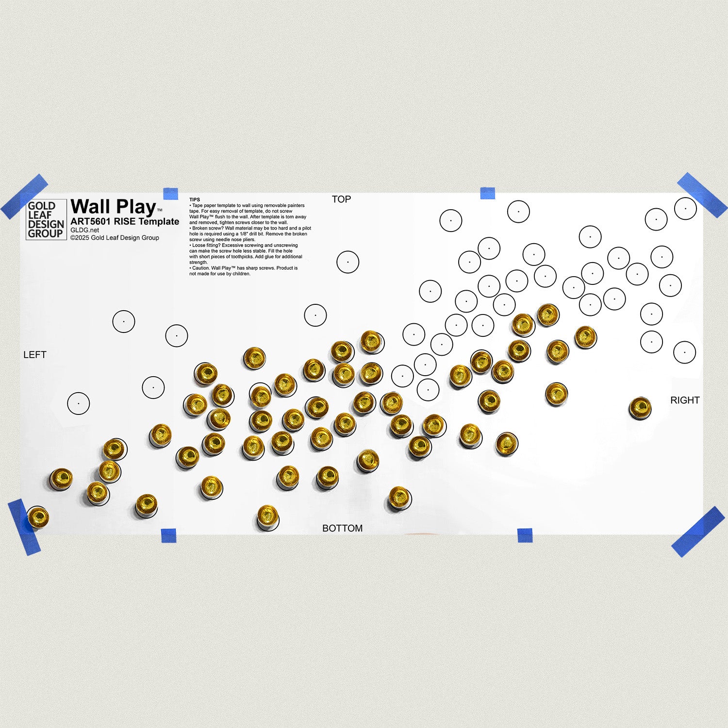 Template with gold leaf design on a white background