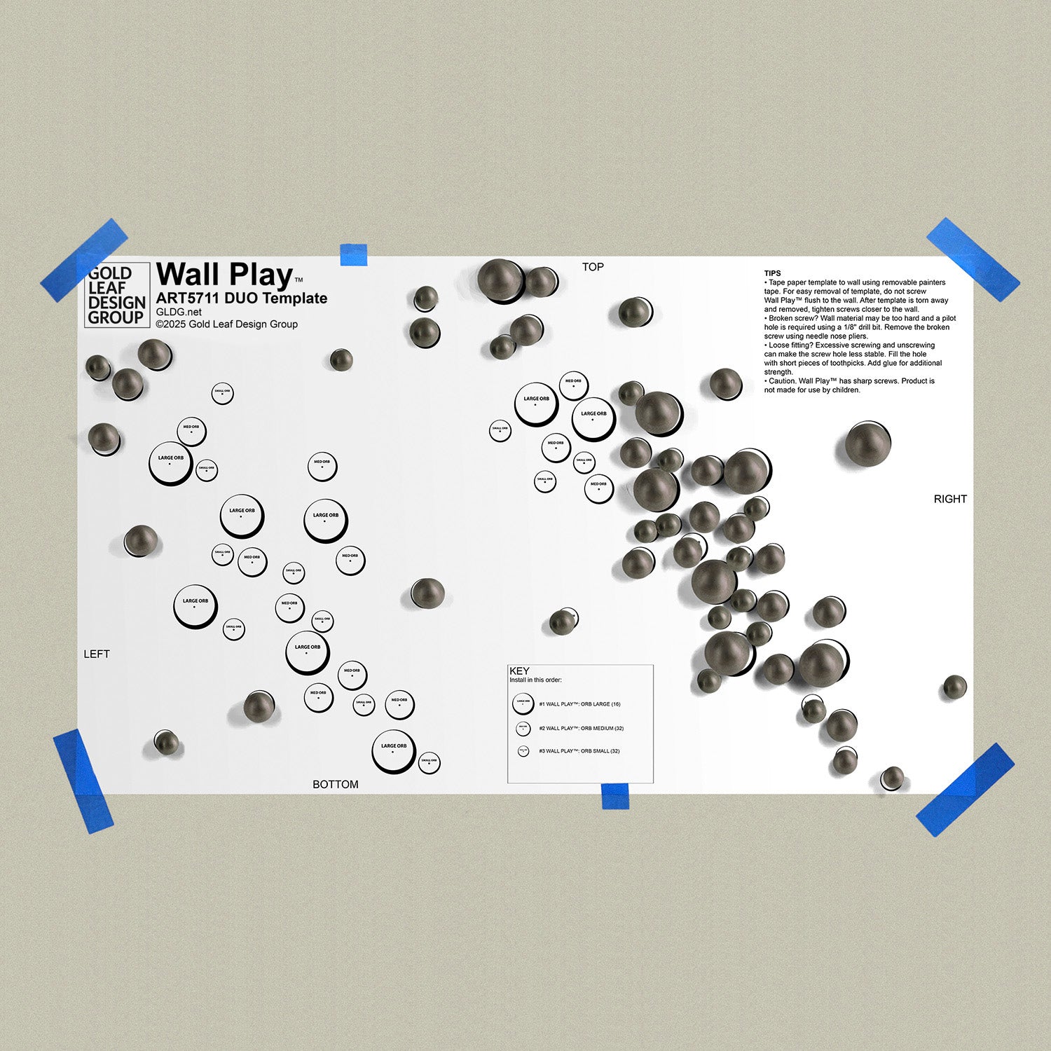 Template for wall art design with Matte Mica Orb Wall Play on a beige background