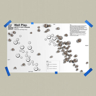 Template for wall art design with Silver Orb Wall Play on a beige background