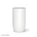 Large satin white fiberglass planter on a white background.