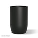 Large satin black fiberglass planter on a white background.