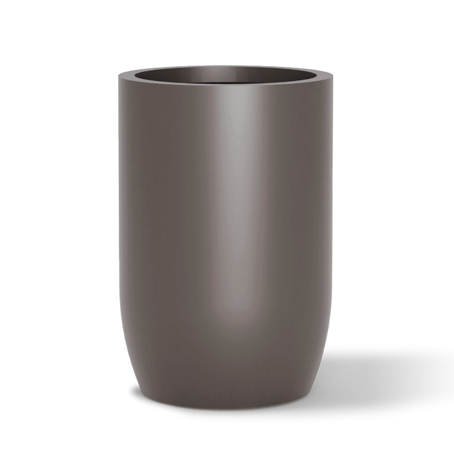 Fiberglass: Barrel 36.5"H Planter, Gunmetal Metallic Satin