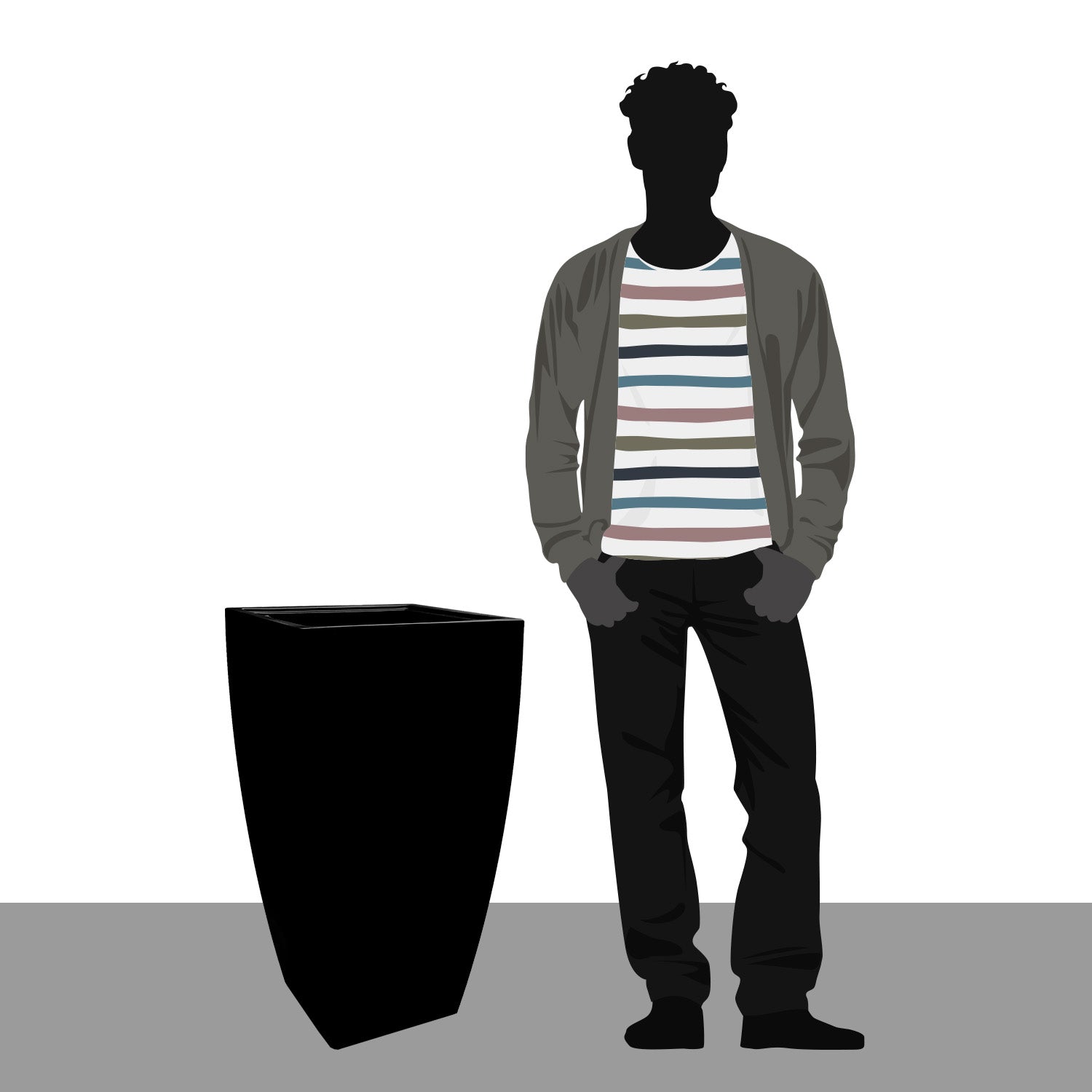 Distressed Texture: Cascade Black, 32”H Planter