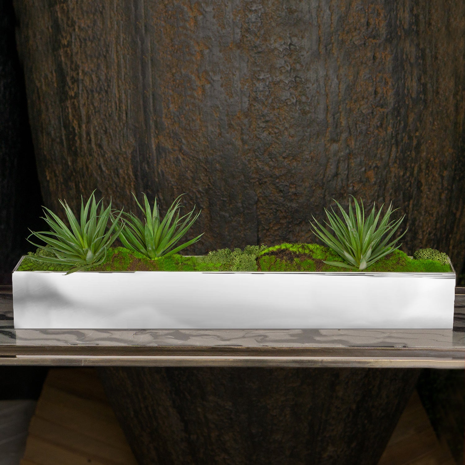 Yucca Mini in Stainless Rectangle Planter