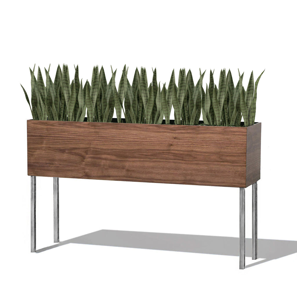 rectangular indoor planter with stand Sansevieria Green in Rectangle Planter w/ Legs — Gold Leaf Design Group