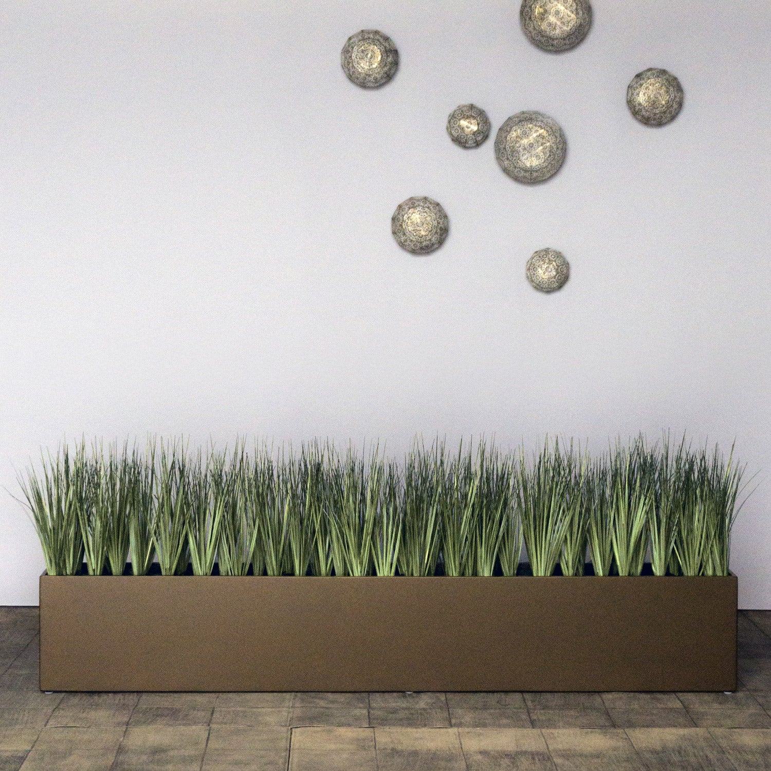 Grass Pot Rectangular Grass: Cortada Grass in Custom Rectangle Bronze Black Planter — Gold ...