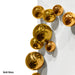 Gold spherical objects on a white background