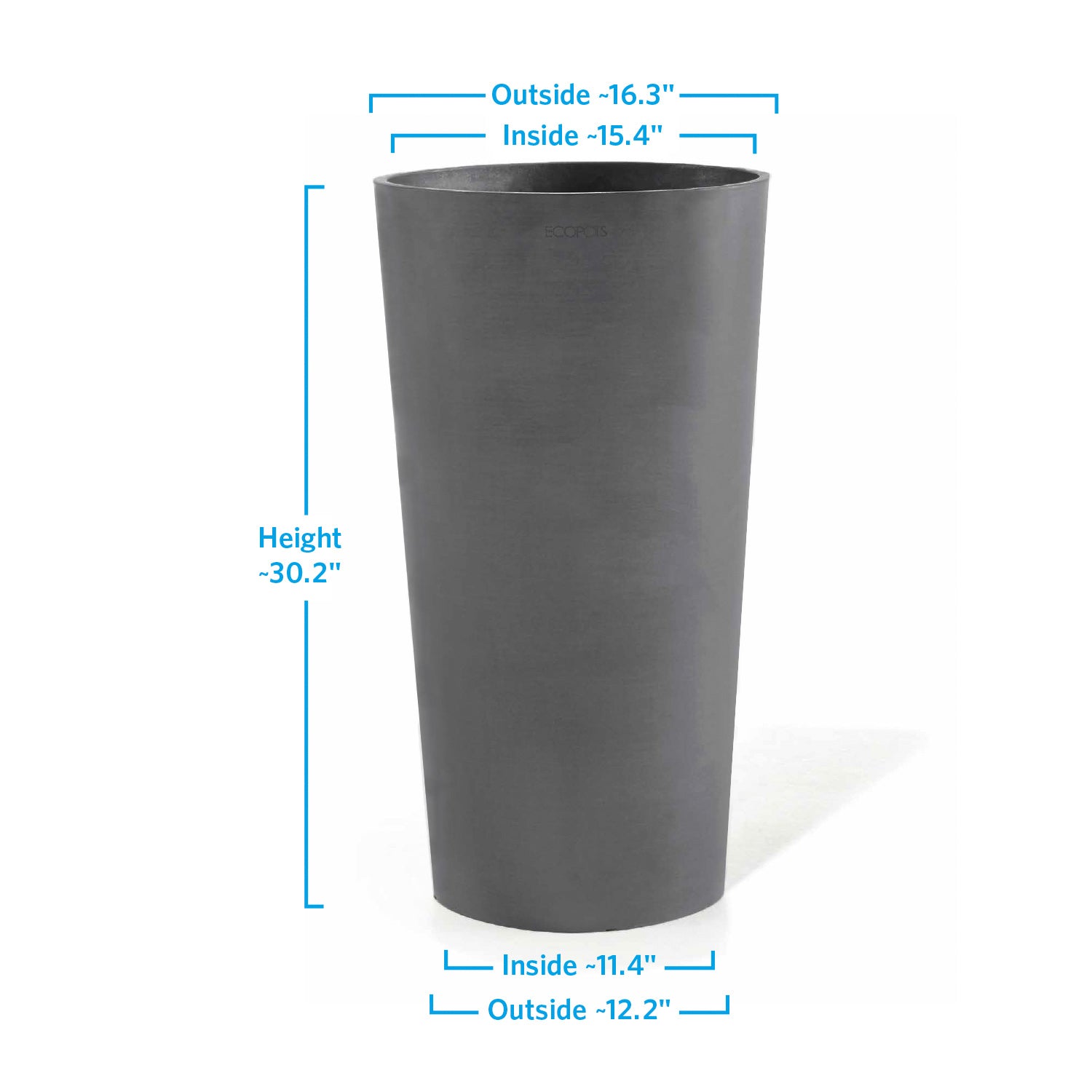 Distressed Smooth: Harmony Grey, 30.2"H Planter