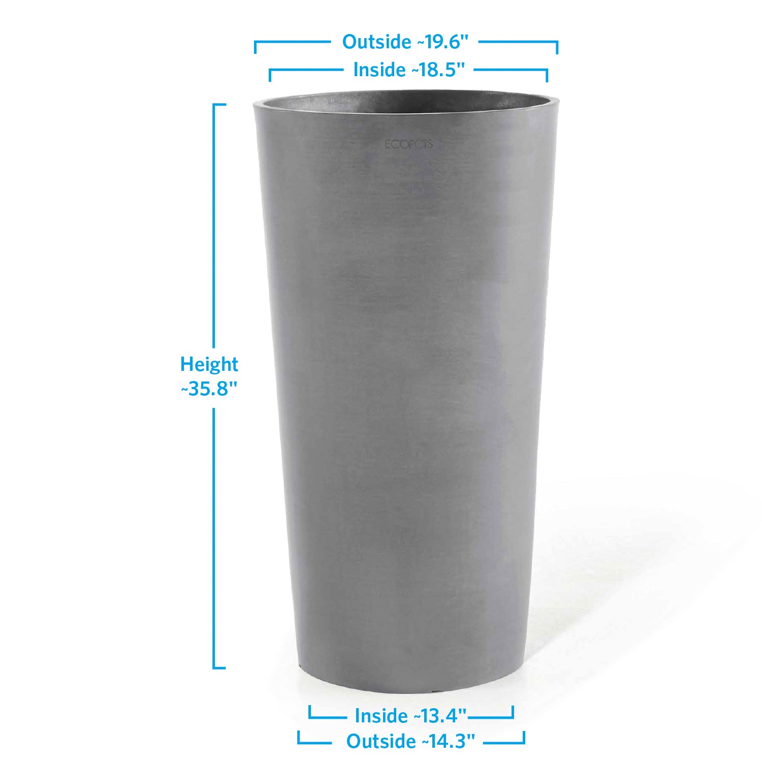 Distressed Smooth: Harmony Grey, 35.8"H Planter