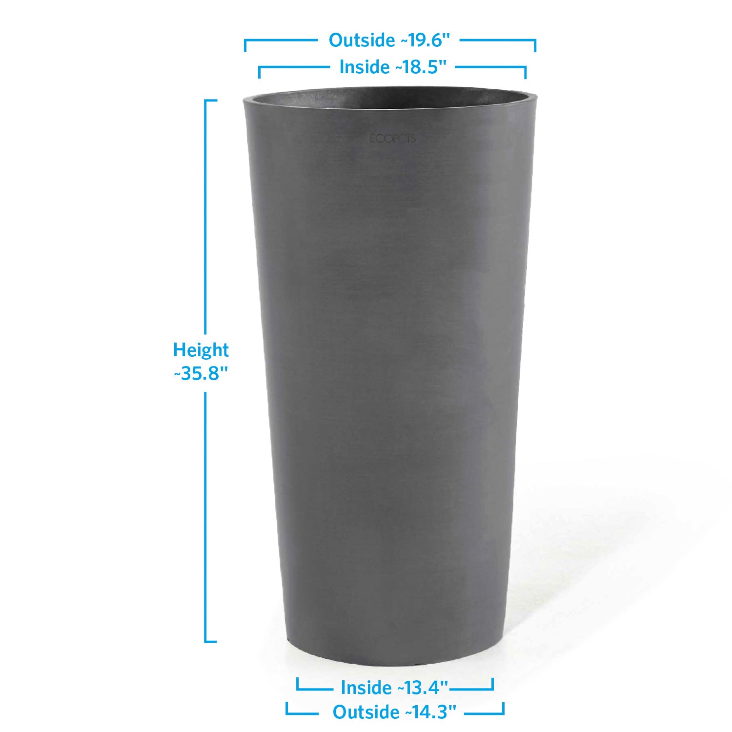 Distressed Smooth: Harmony Grey, 35.8"H Planter