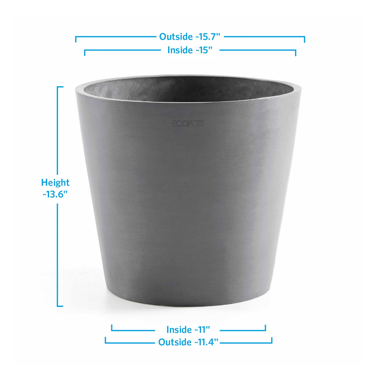 Distressed Smooth: Modesto Planter, 13.6"H