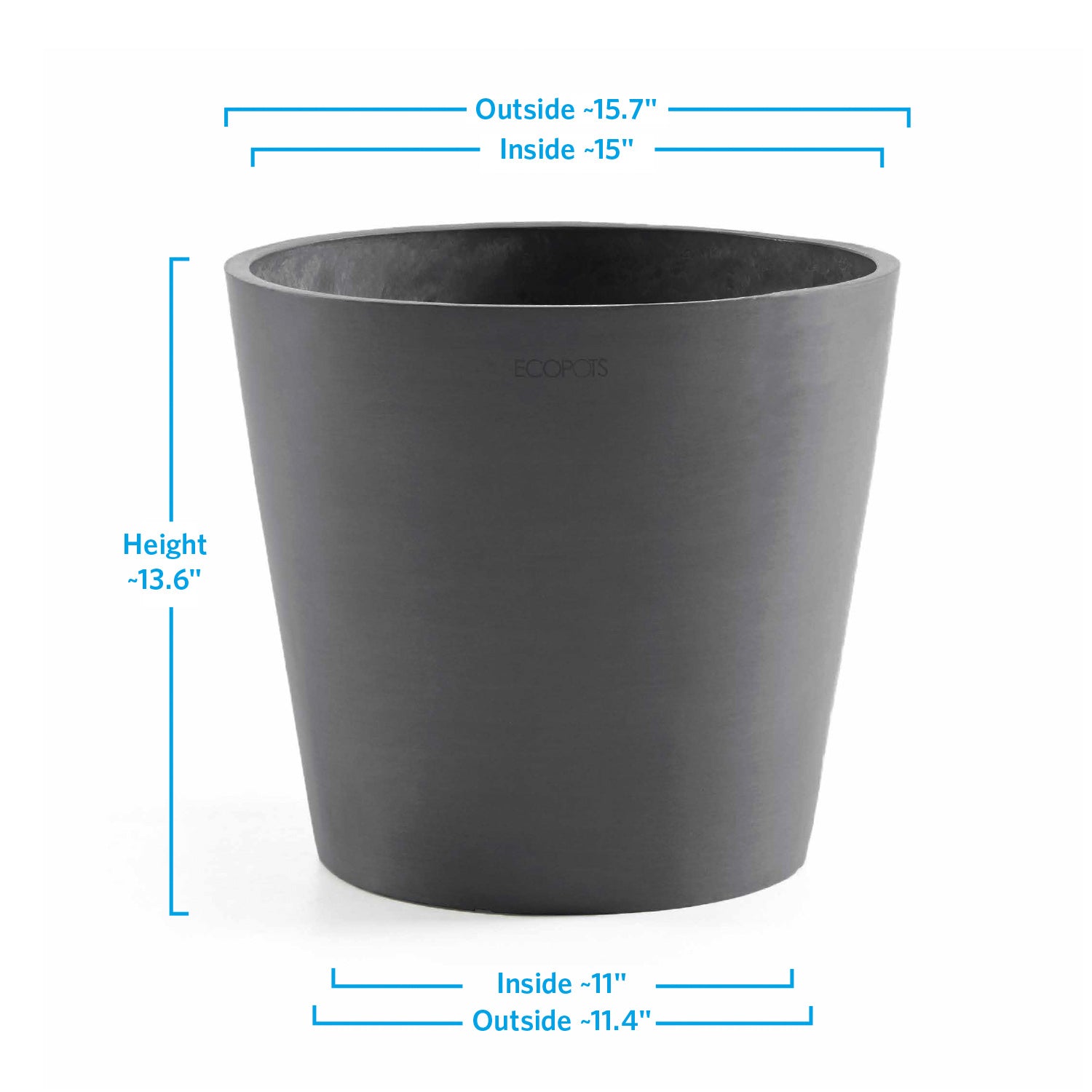 Distressed Smooth: Modesto Planter, 13.6"H