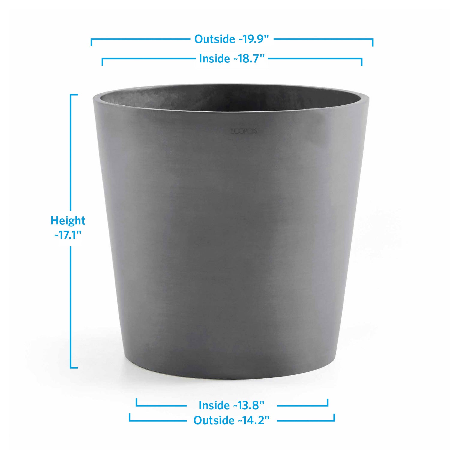 Distressed Smooth: Modesto Grey, 17.1"H Planter
