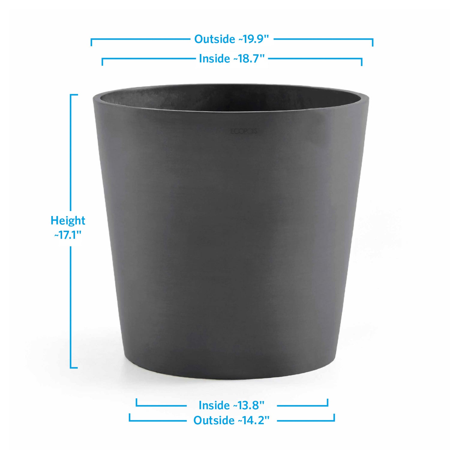 Distressed Smooth: Modesto Grey, 17.1"H Planter