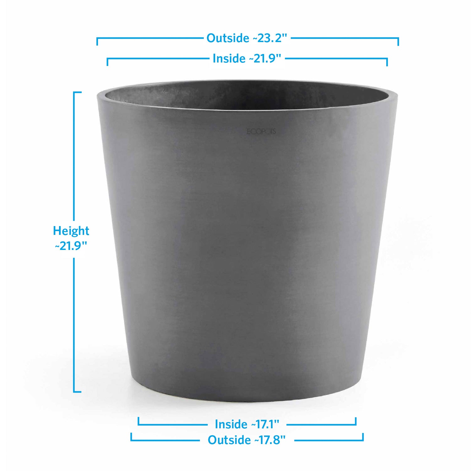 Distressed Smooth: Modesto Grey, 21.9"H Planter