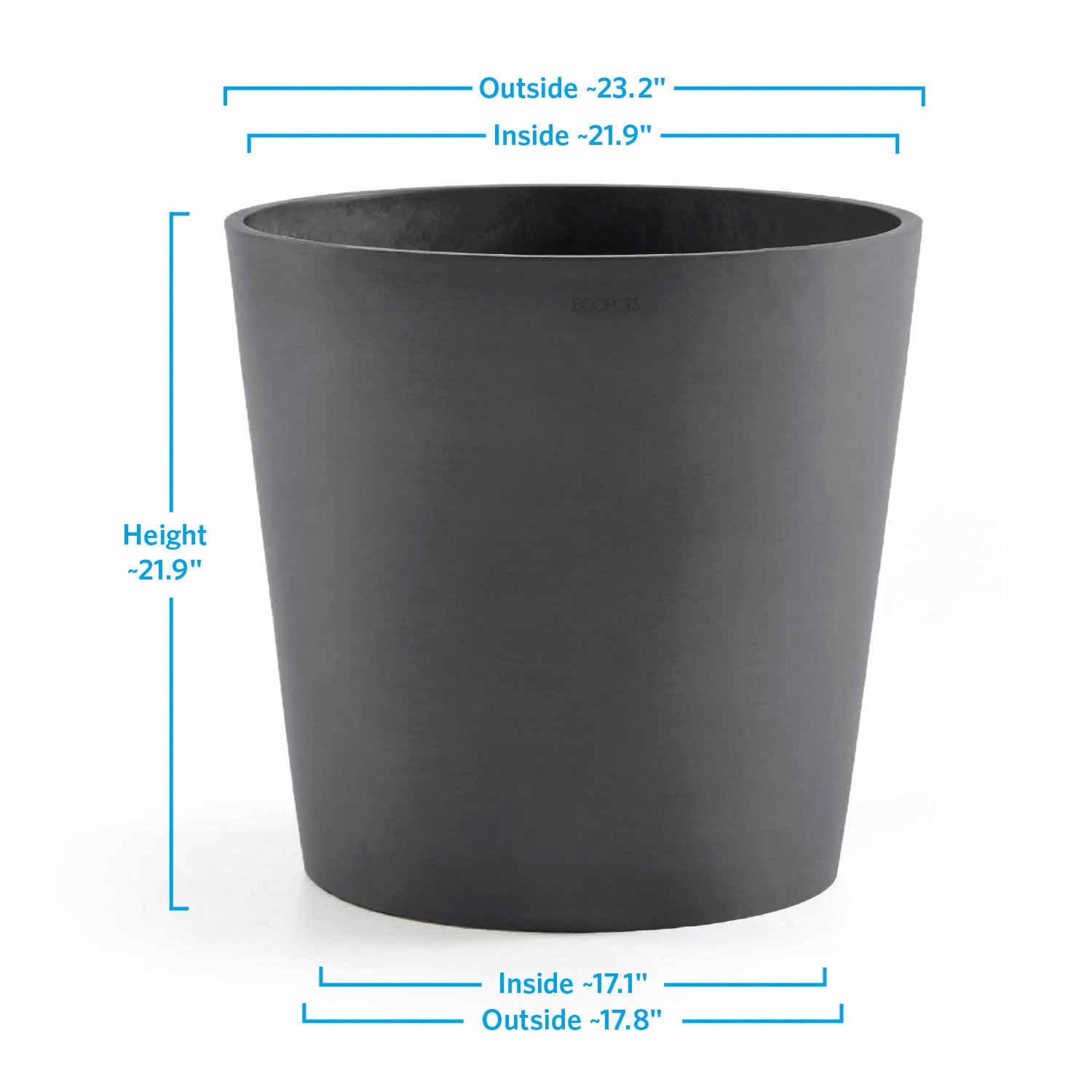 Distressed Smooth: Modesto Grey, 21.9"H Planter