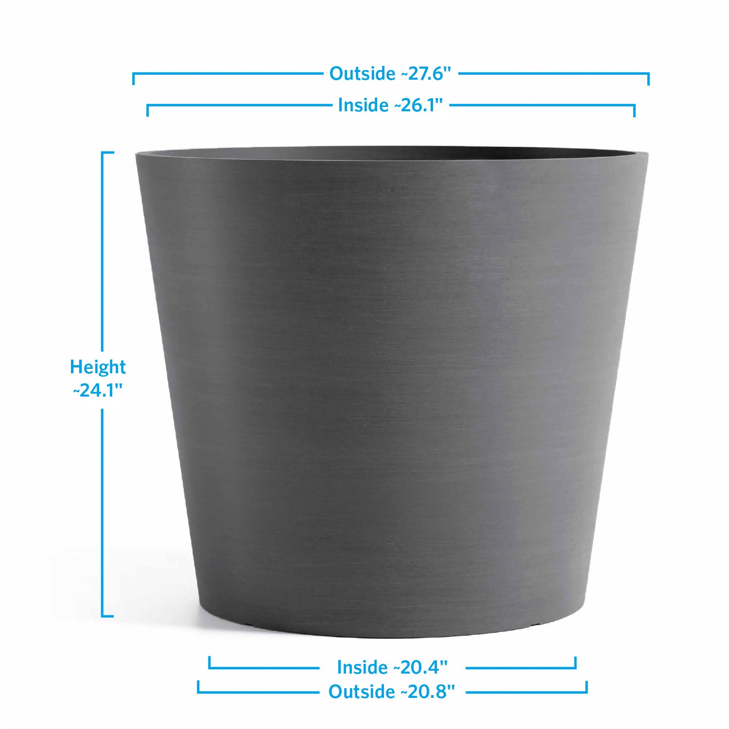 Distressed Smooth: Modesto Grey, 24.1"H Planter