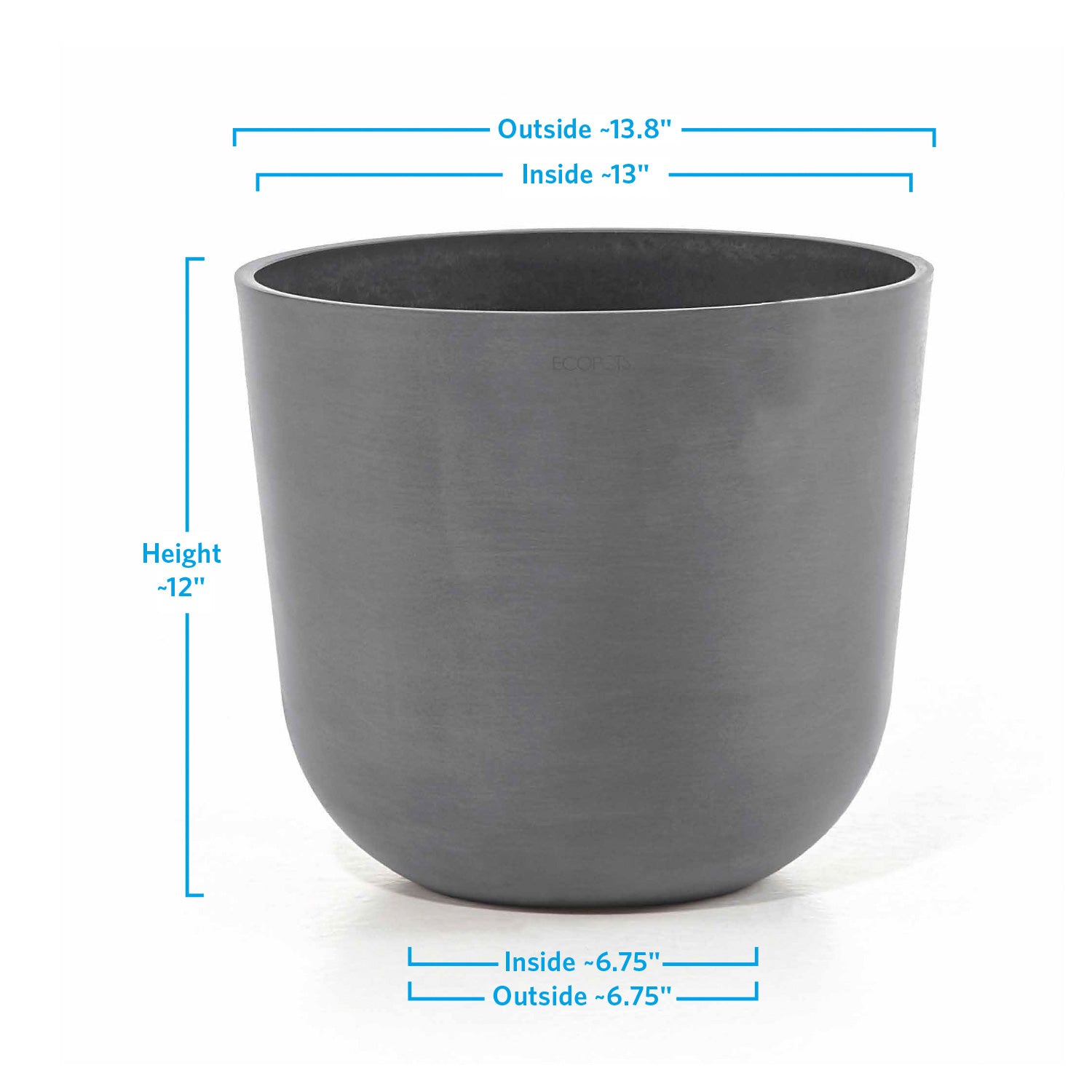 Distressed Smooth: Rotunda Grey, 12"H Planter