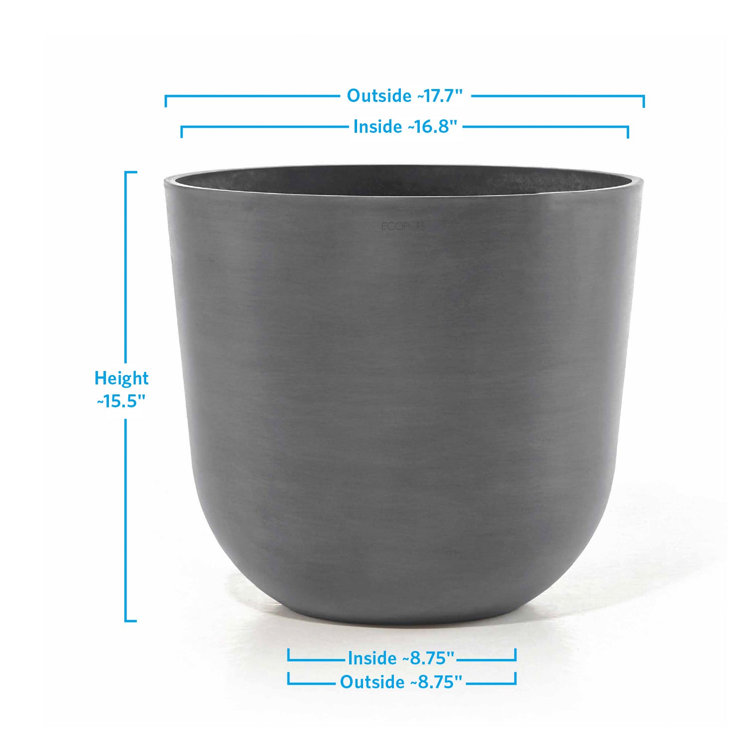Distressed Smooth: Rotunda Grey, 15.5"H Planter