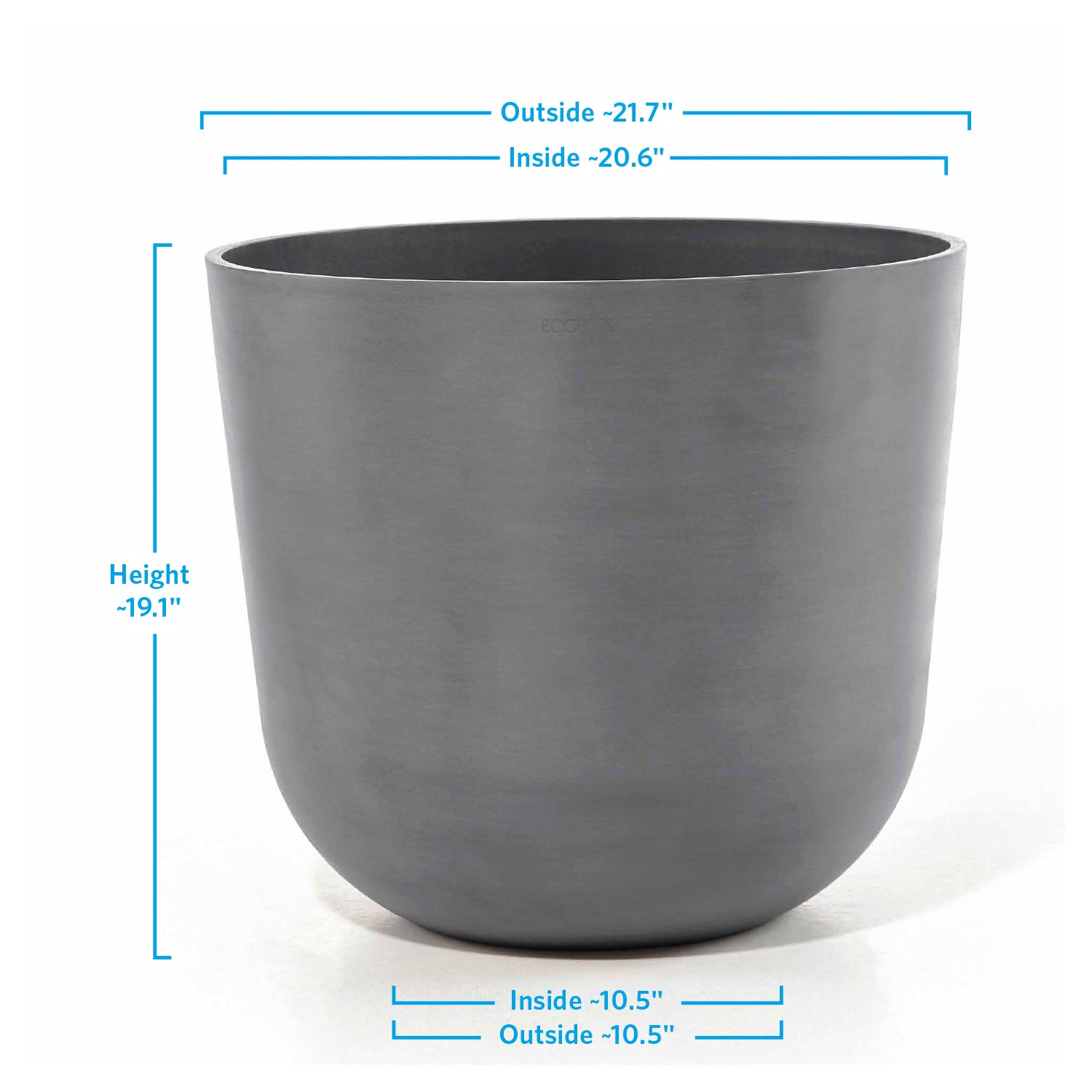 Distressed Smooth: Rotunda Grey, 19.1"H Planter