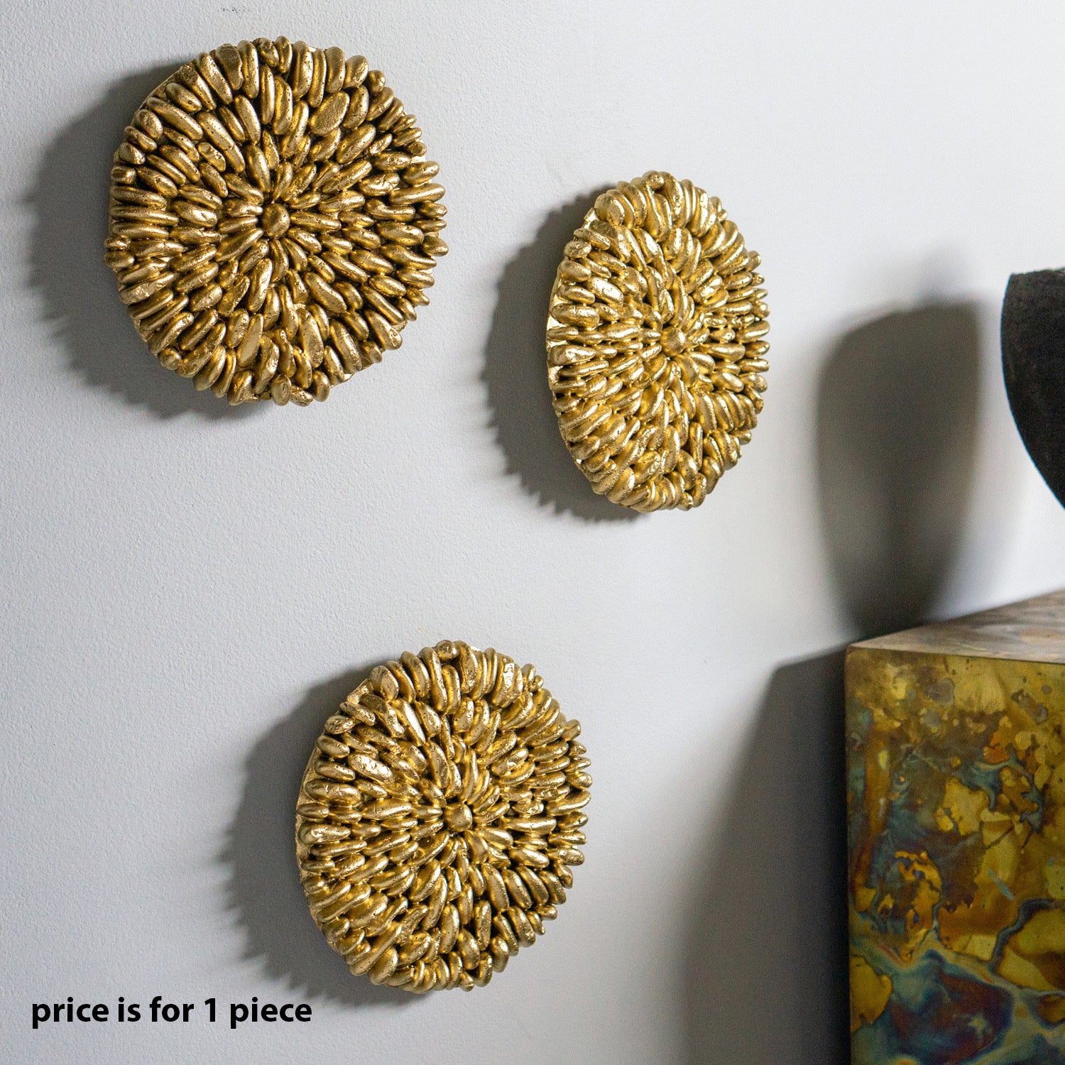 River Rock 6.75"D Wall Medallion, Gold Painted