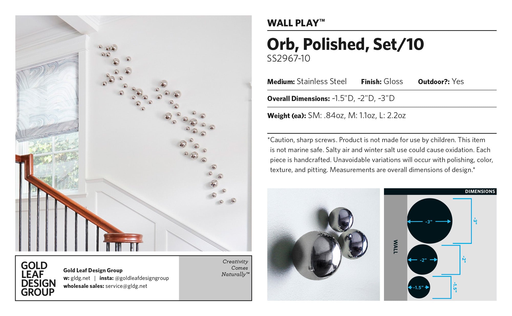 Wall Play™: Orb, Polished, Set/10