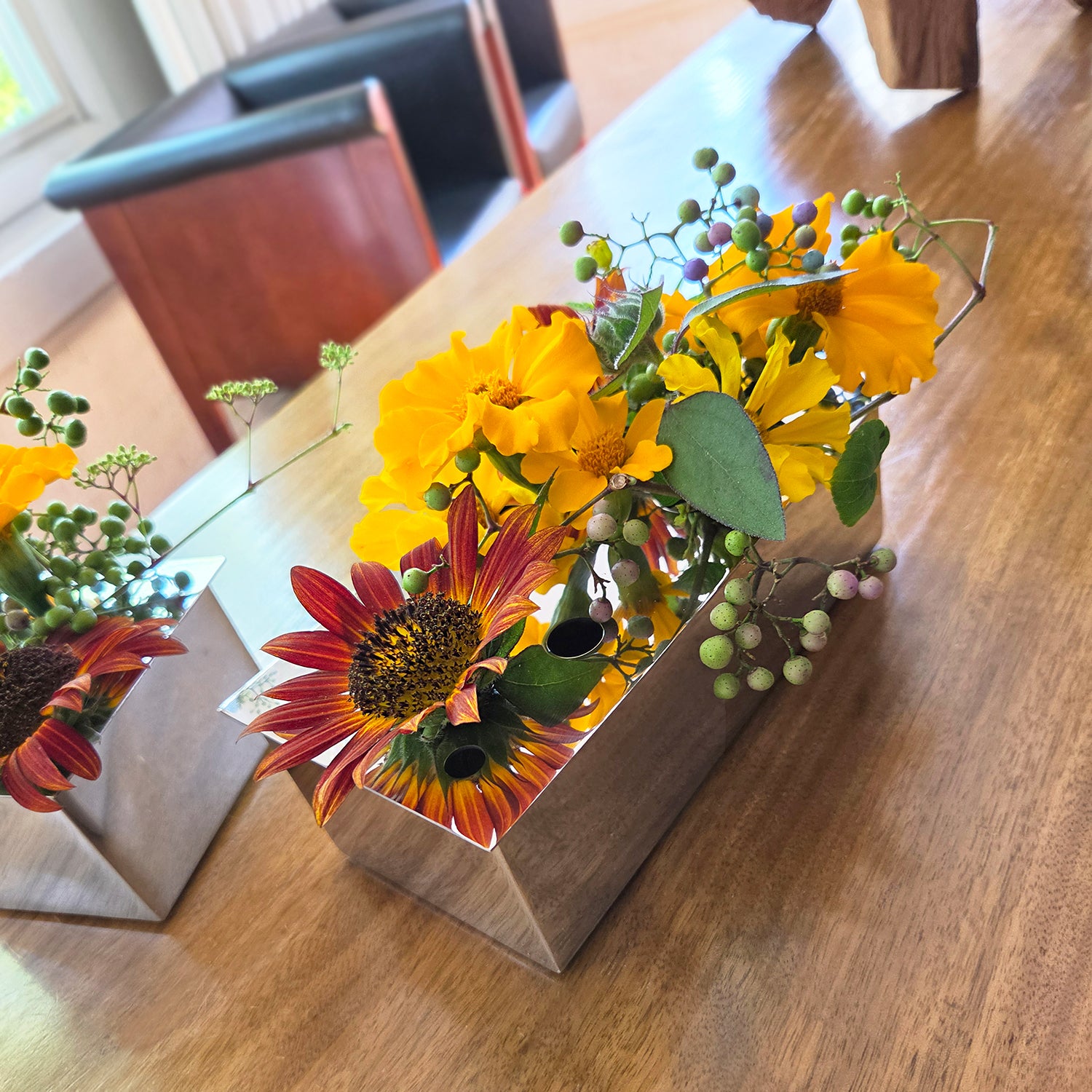 Stainless Ikebana 8"L Vase