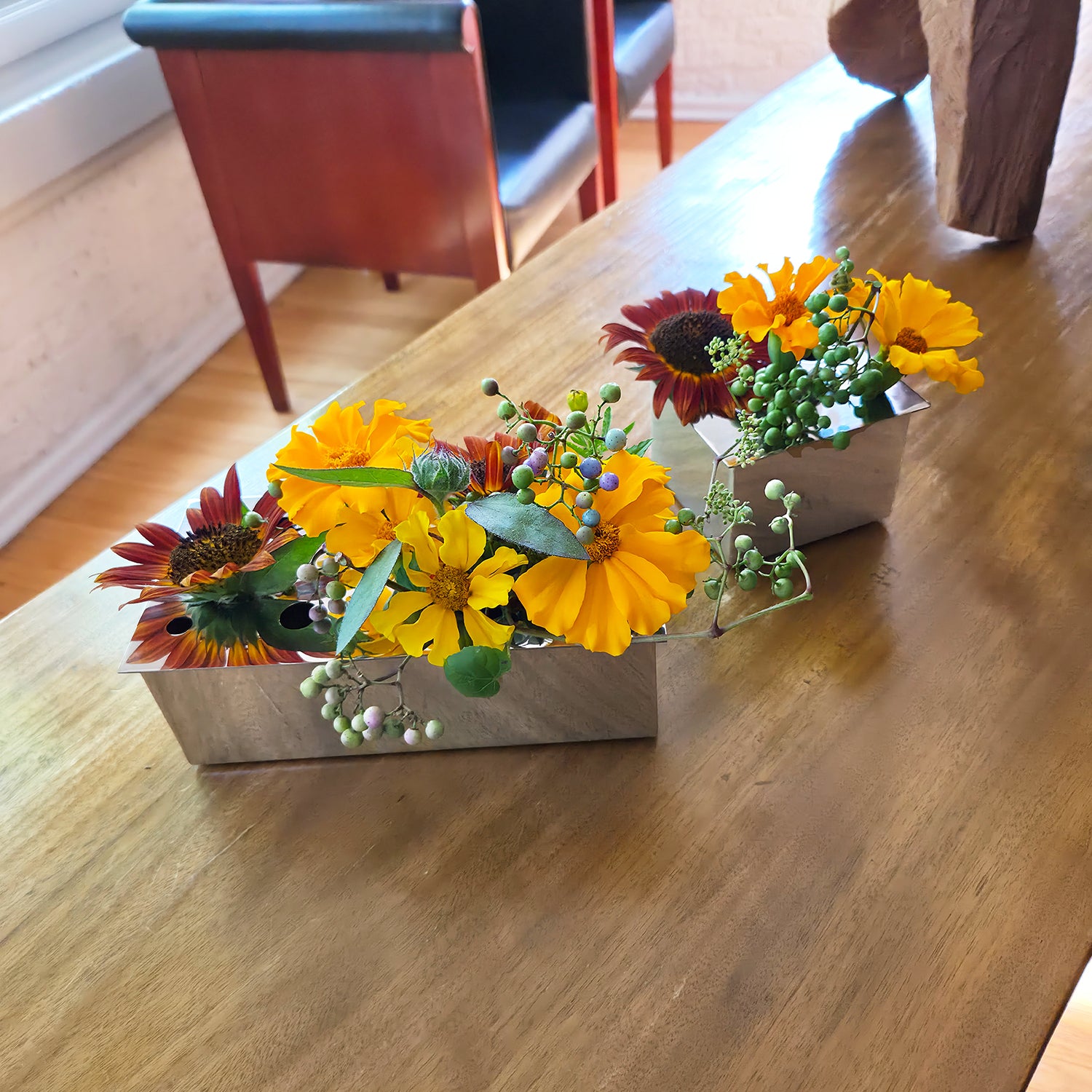 Stainless Ikebana 8"L Vase