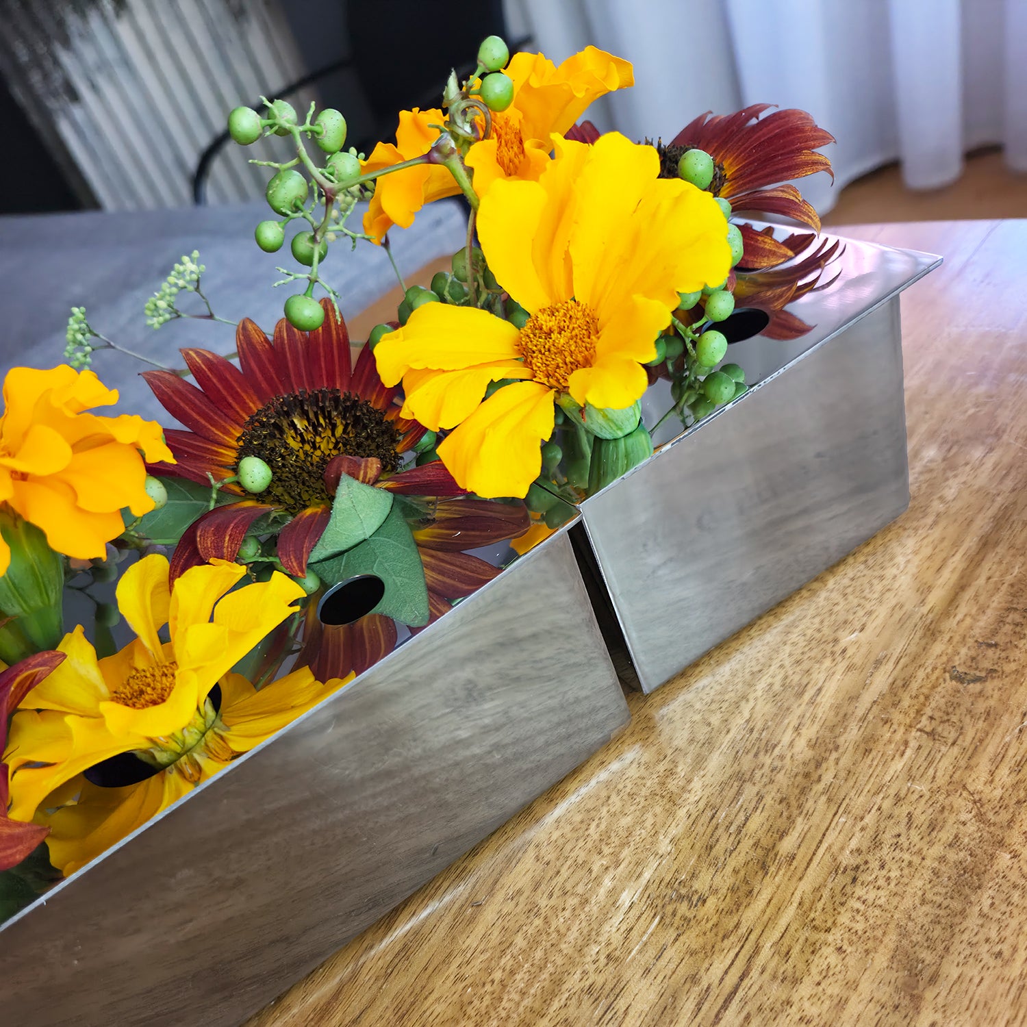 Stainless Ikebana 8"L Vase