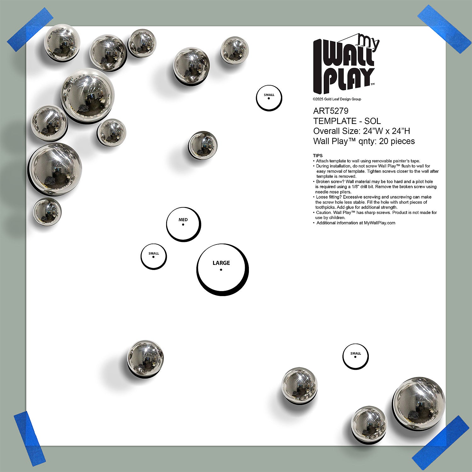 Silver Orb Wall Play on a paper template