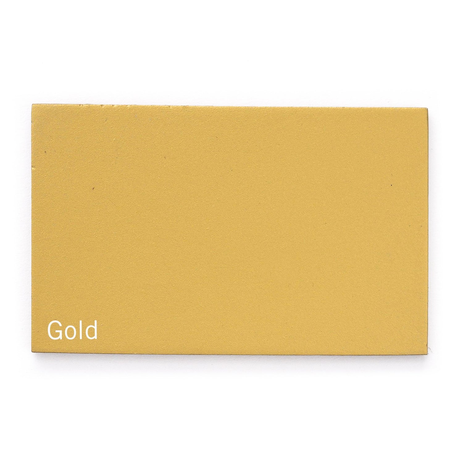 A rectangular gold paint color swatch card with the word 'Gold' printed in white in the bottom-left corner, set against a plain white background.