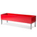 50-inch rectangular indoor planter in gloss red finish with sleek brushed stainless steel legs.