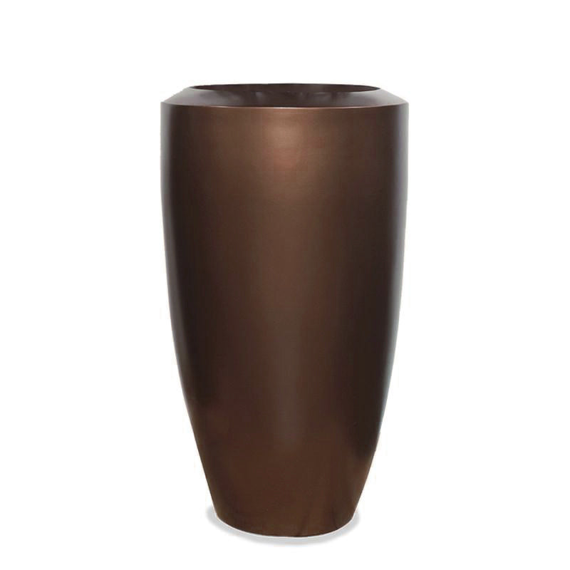 Fiberglass: Barrel Planter, Bronze Black, LG