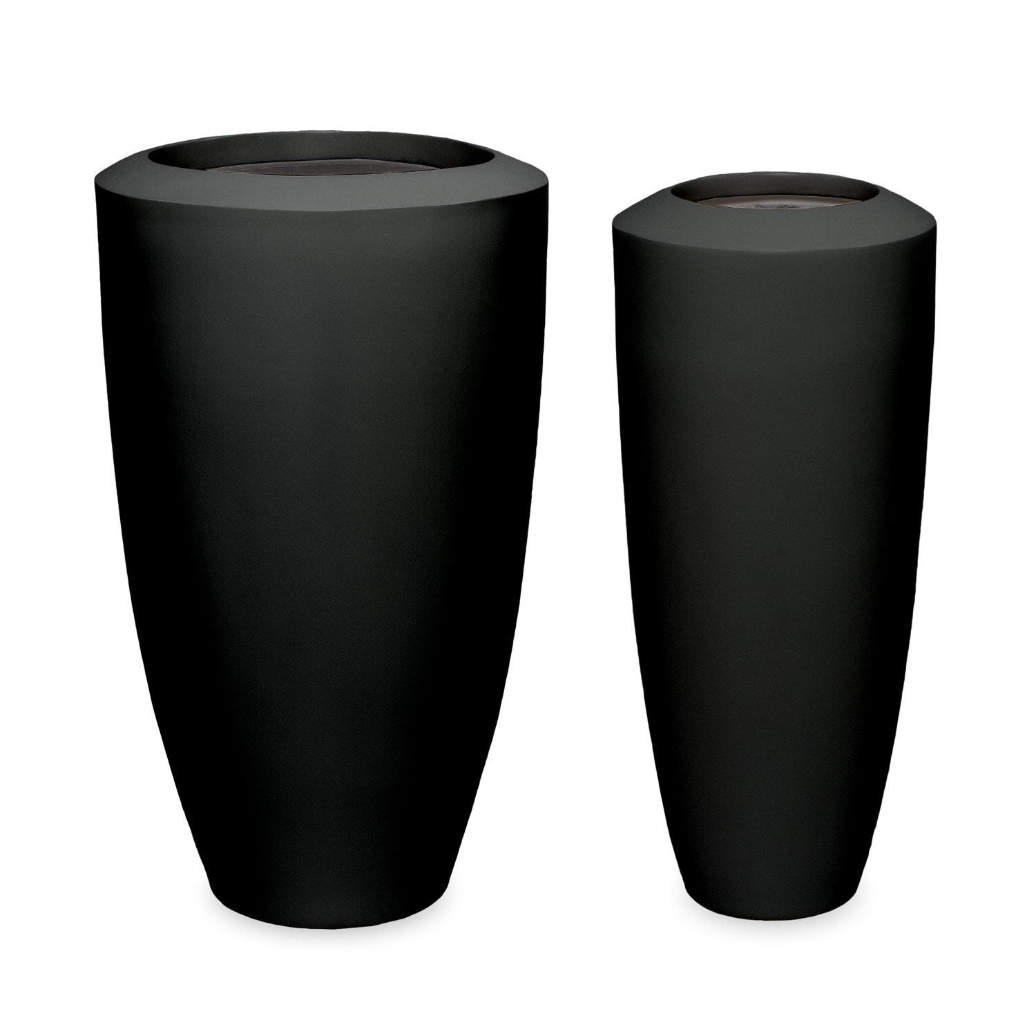 Fiberglass: Barrel Planter, Black, LG