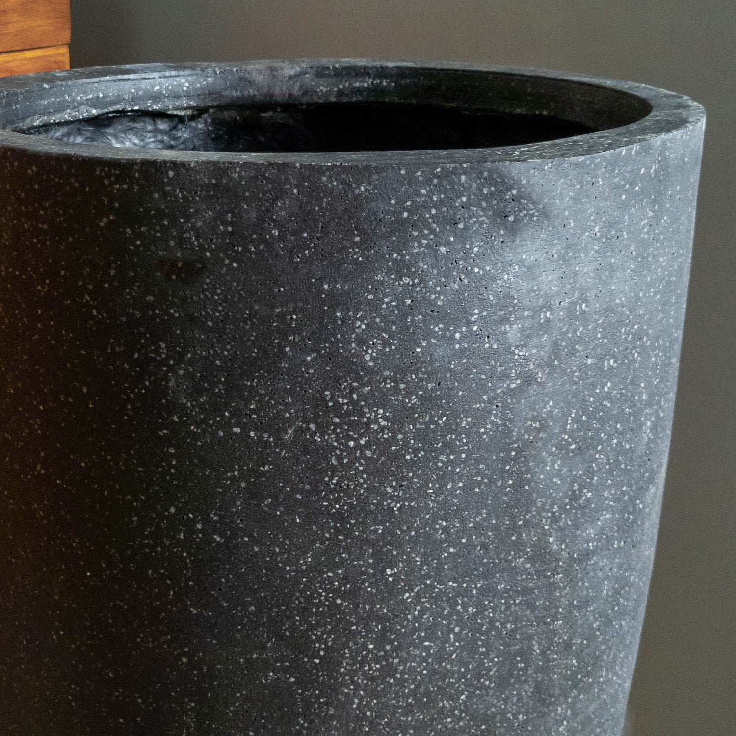 Distressed Textured: Kawa Granite Black Planter, 31.5"H