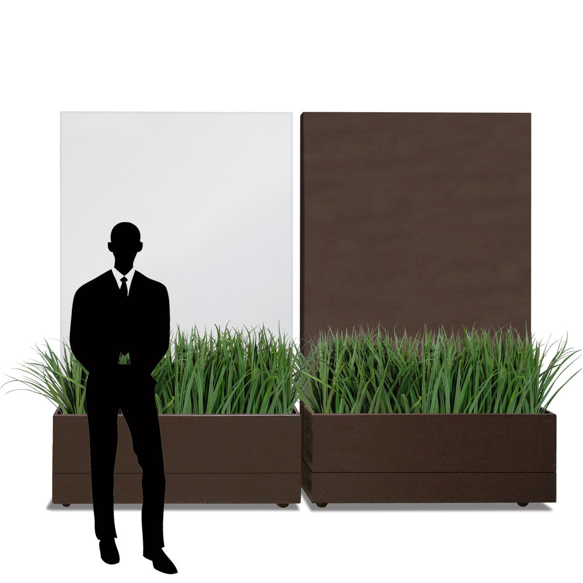 Grass: Liriope Planter for Base of Movable Partition Wall, Bronze Black