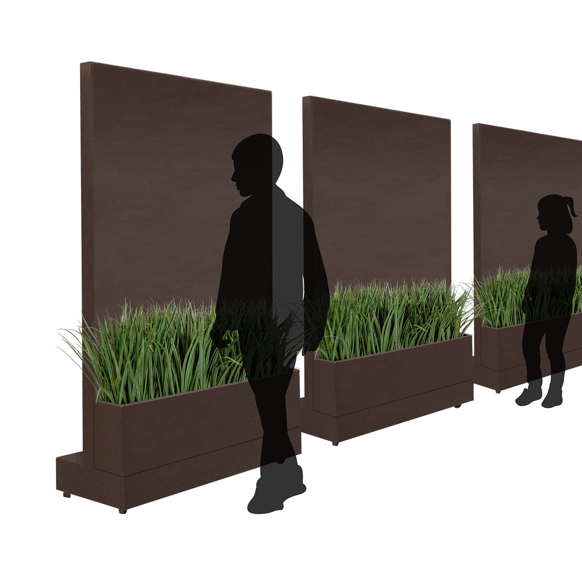 Movable Partition Wall with Liriope Planter, Bronze Black