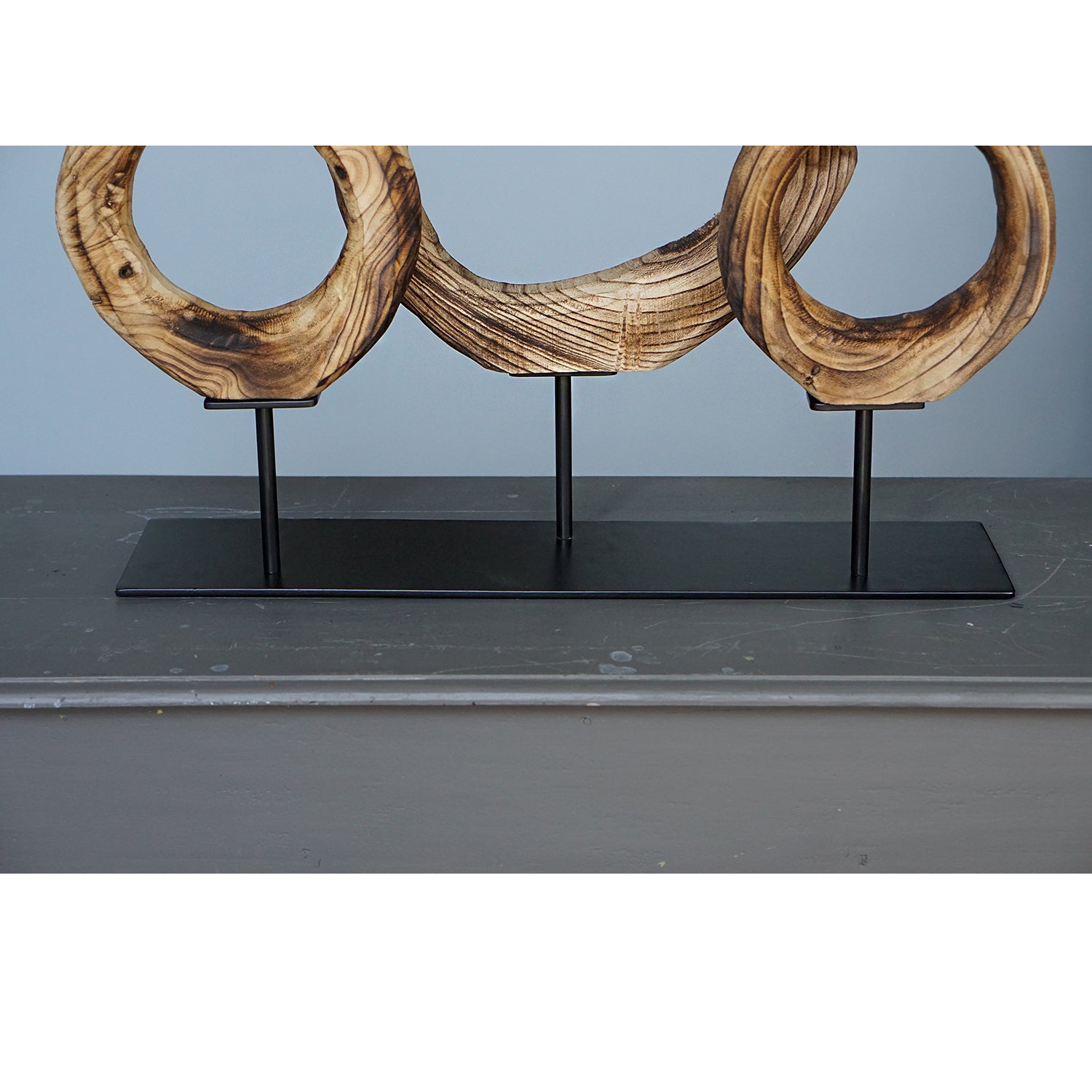 Wood Ring Sculpture x3 on Stand