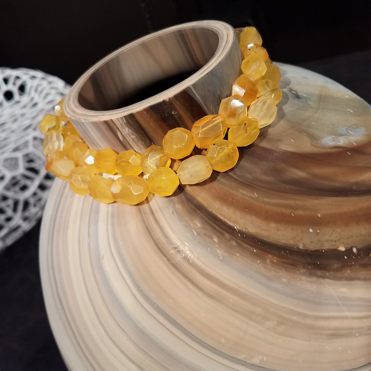 Stone Jewelry for Vase, Yellow Onyx