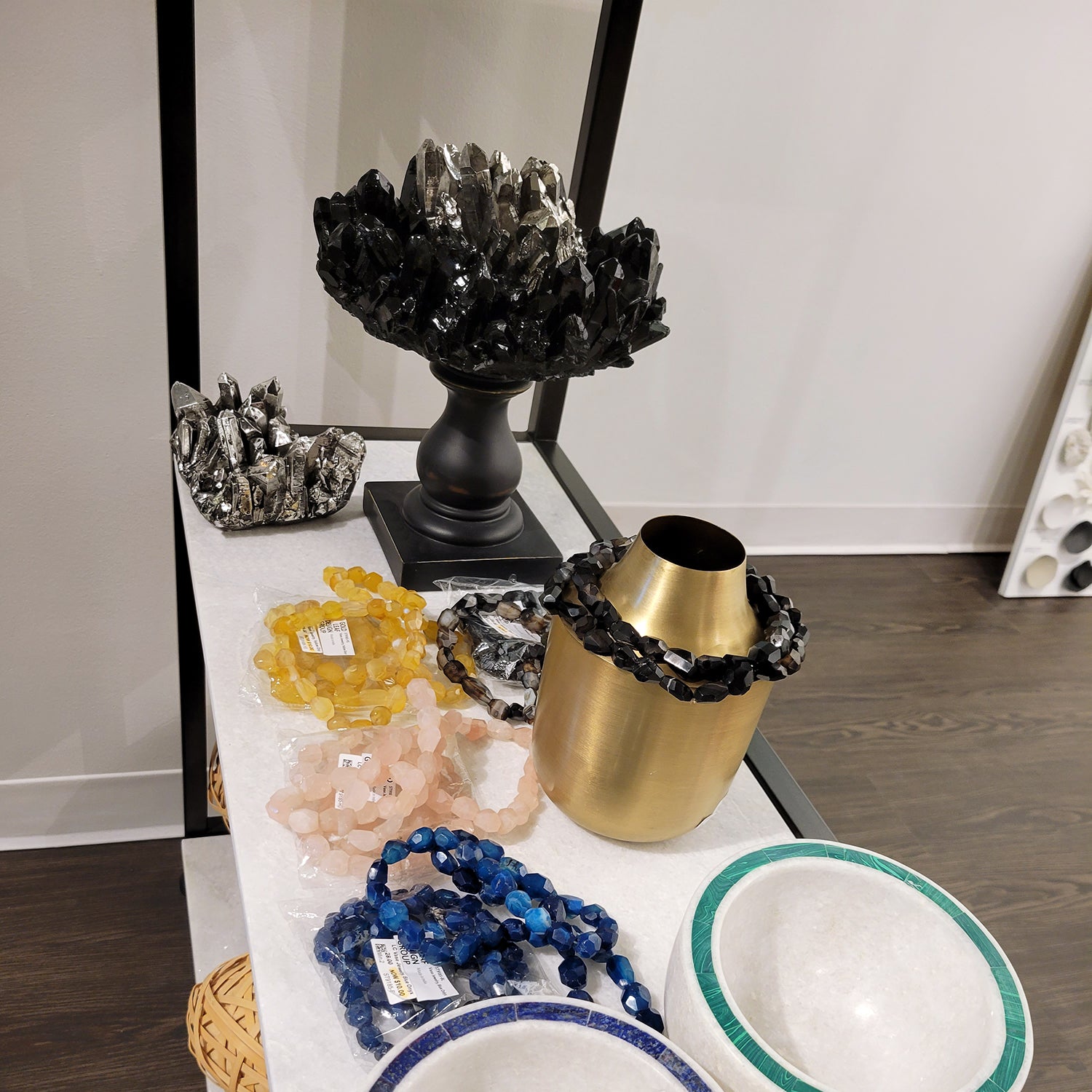 Stone Jewelry for Vase, Yellow Onyx