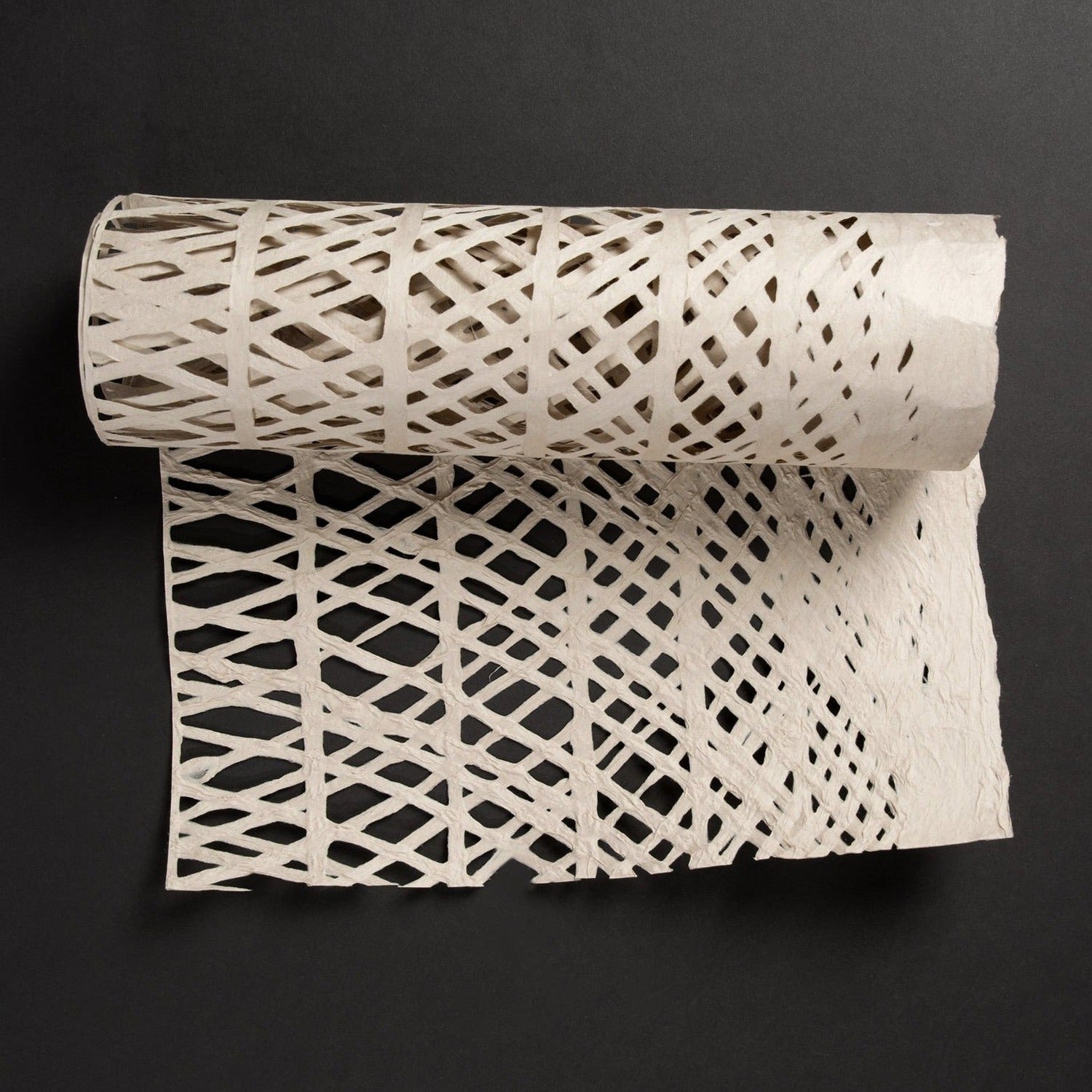Handmade Paper Remnant, 'Curva Ellipse' ~50"L x 15"W