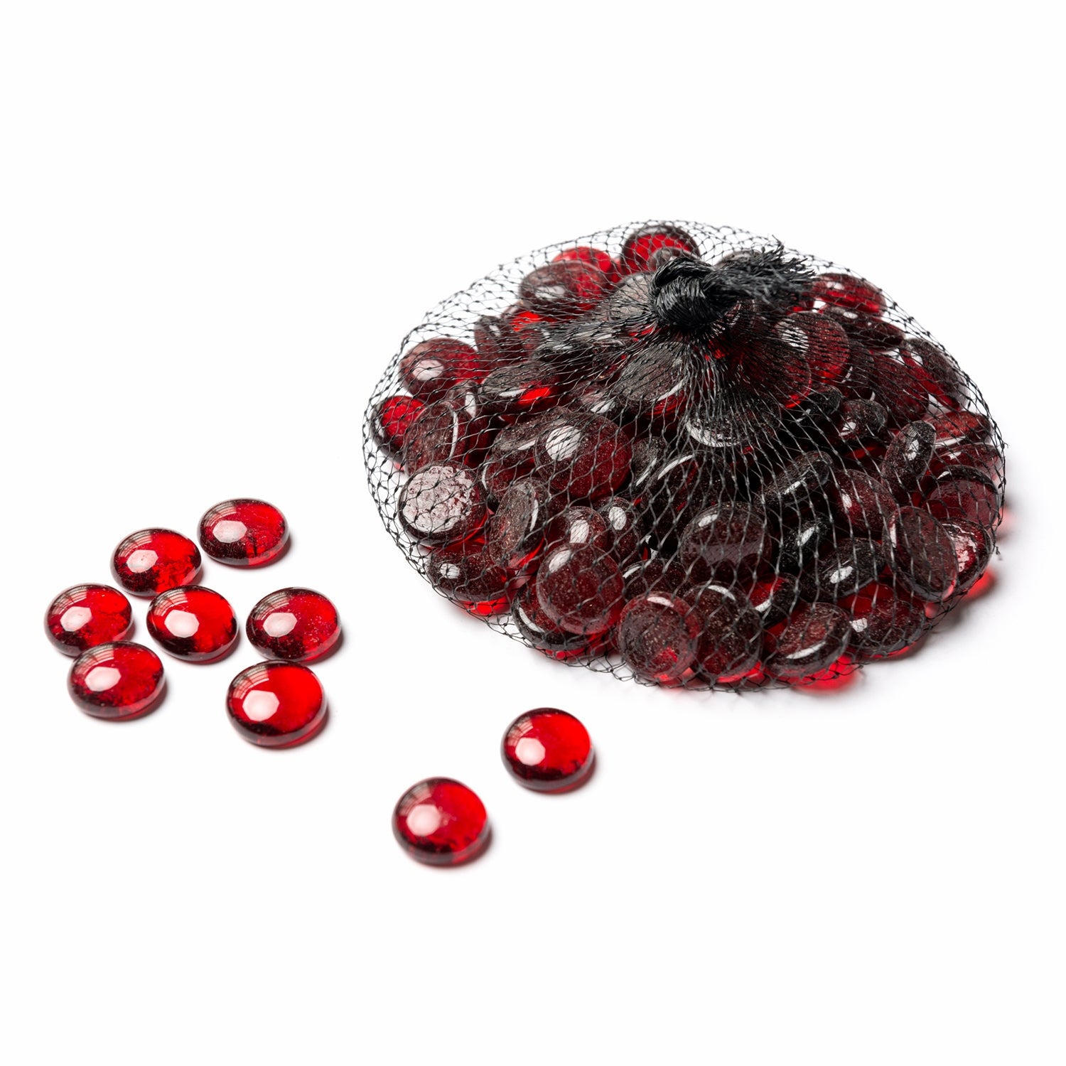 Vase Filler, Glass Pebbles, Red Transparent
