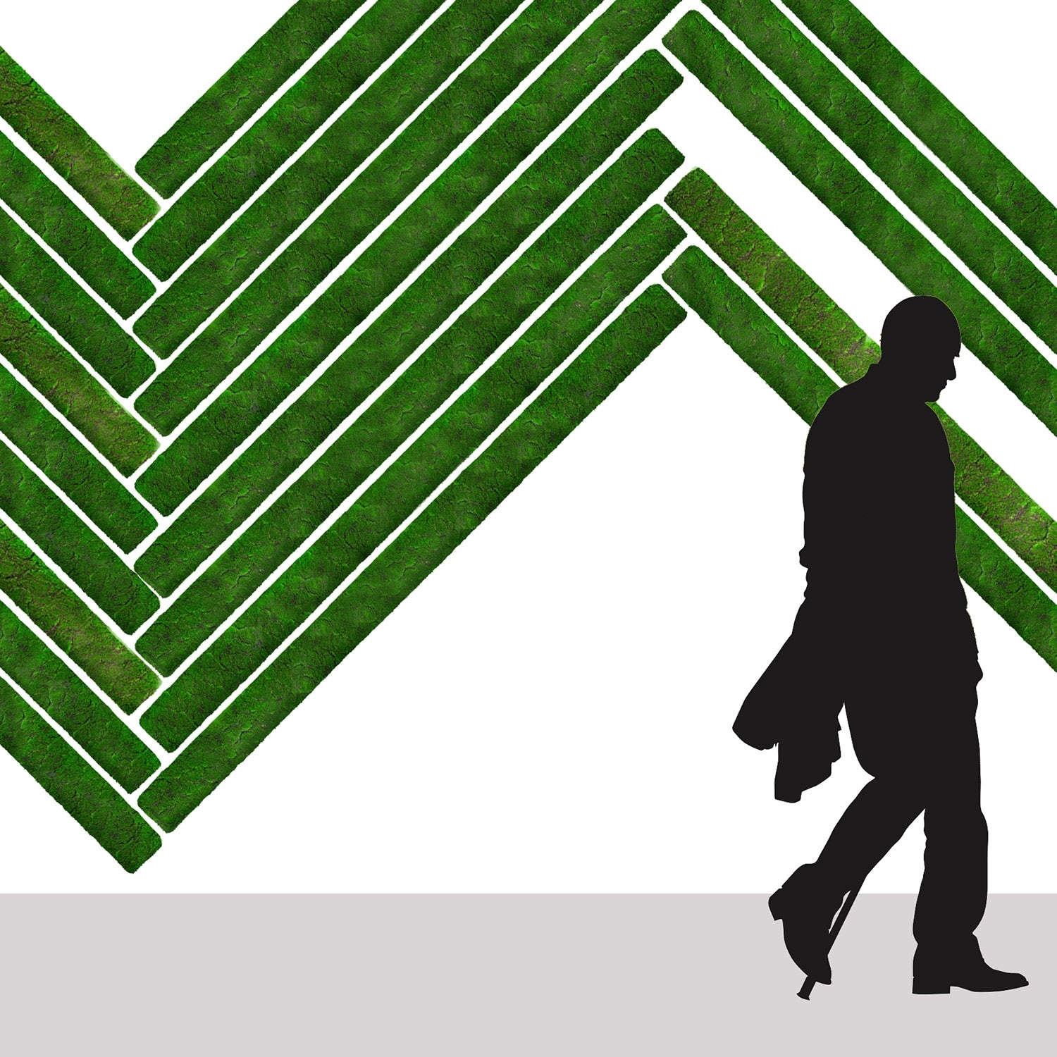 Green Wall Shape, Strips, 'New Moss'
