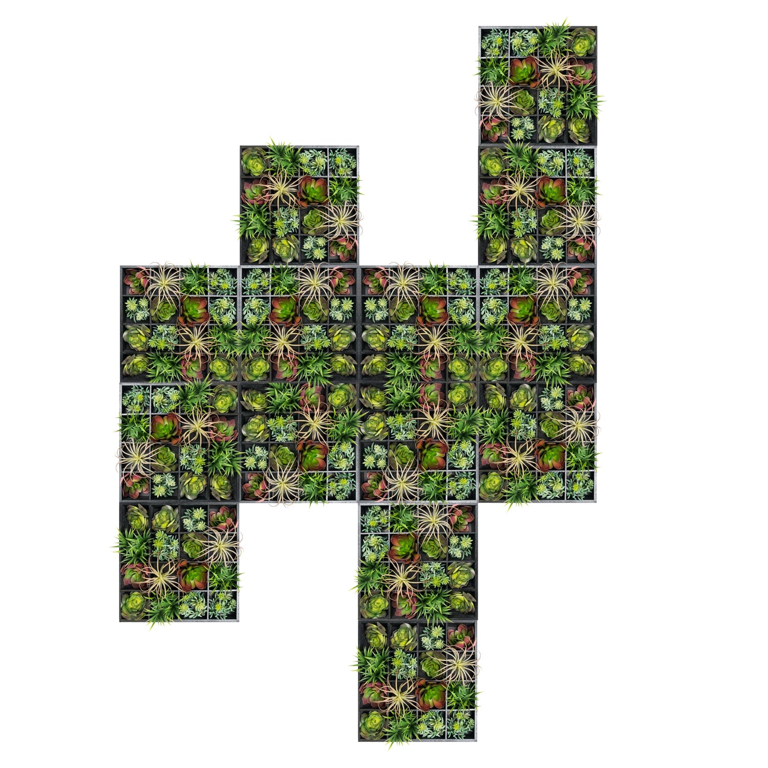 Green Wall, Pixelated Succulent, 16 compartments