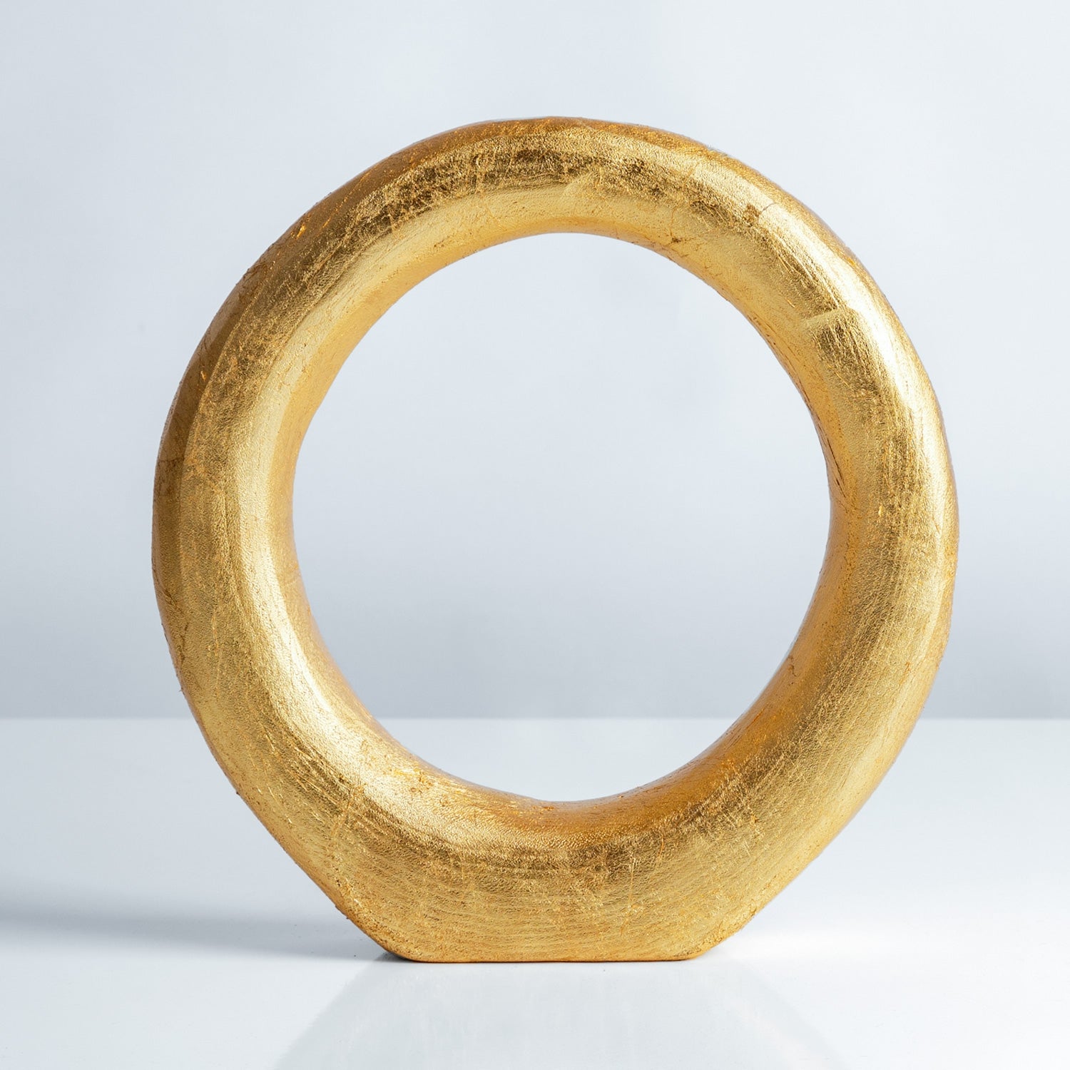 Wood Ring Sculpture, Gold Leaf, 10.5"OD
